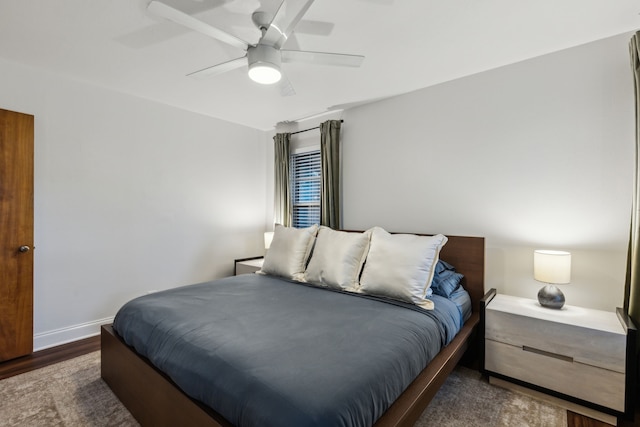 3351 Santa Teresa Ave, Dallas, TX 75228 - bedroom featuring dark wood-style flooring, baseboards, and ceiling fan
