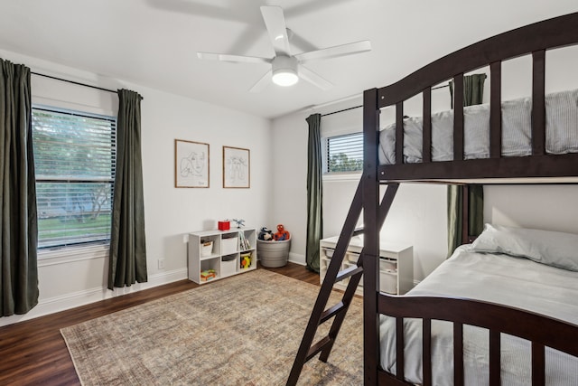 3351 Santa Teresa Ave, Dallas, TX 75228 - bedroom featuring wood finished floors, baseboards, and a ceiling fan