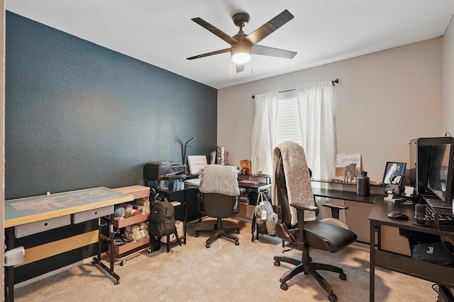 4602 Marlboro Dr, Abilene, TX 79606 - carpeted office featuring ceiling fan and a textured wall