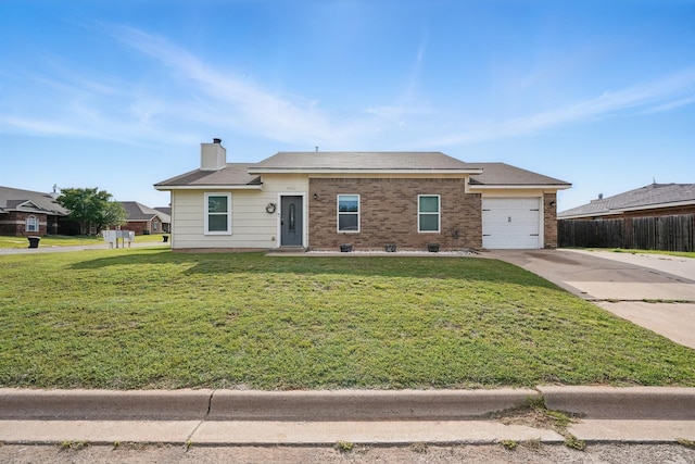 4602 Marlboro Dr, Abilene, TX 79606 - view of front of home featuring a garage, concrete driveway, brick siding, and a chimney