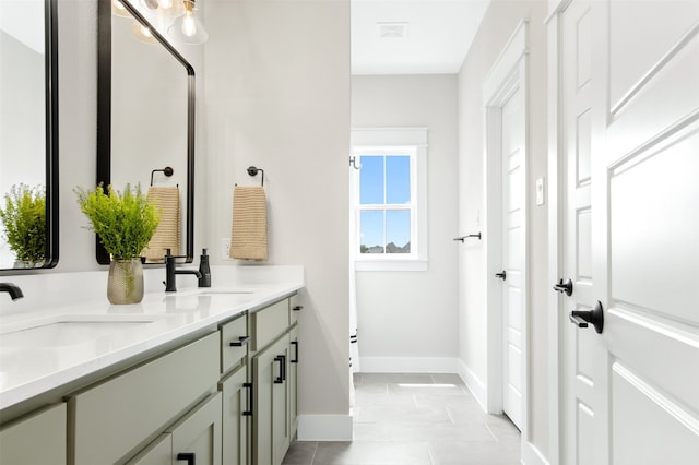 2410 Somercrest Pl, Midlothian, TX 76065 - bathroom with baseboards, tile patterned floors, and double vanity