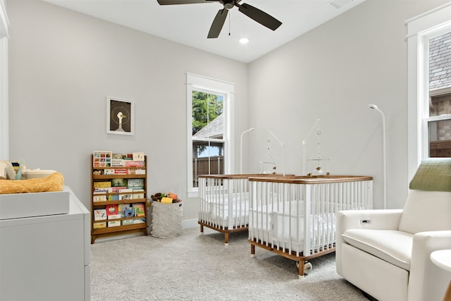 2410 Somercrest Pl, Midlothian, TX 76065 - bedroom featuring carpet, baseboards, and a ceiling fan