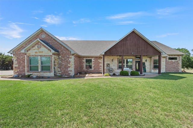 1527 Old Ranch Rd, China Spring, TX 76633 - ranch-style house with a front yard, brick siding, and roof with shingles