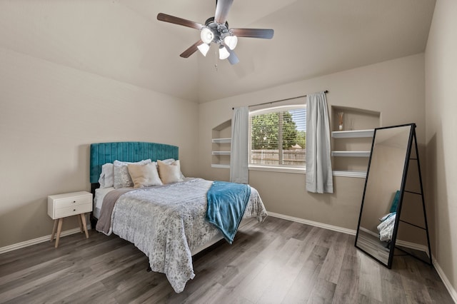 1200 Killian Dr, Mansfield, TX 76063 - bedroom featuring wood finished floors, baseboards, lofted ceiling, and a ceiling fan
