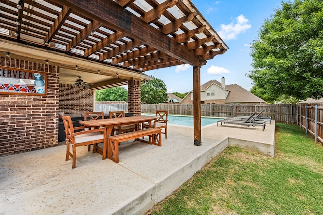 1200 Killian Dr, Mansfield, TX 76063 - view of patio with ceiling fan, outdoor dining area, and a pergola