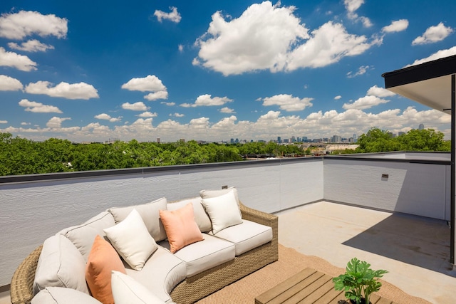 1921 Pollard St, Dallas, TX 75208 - view of patio with an outdoor living space, a city view, and a balcony