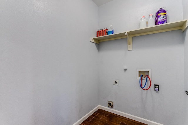 2007 Brazoria Dr, Forney, TX 75126 - laundry room with washer hookup, dark wood-style floors, hookup for an electric dryer, baseboards, and hookup for a gas dryer