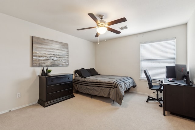 1016 Hidden Creek Ct, Allen, TX 75002 - bedroom with light carpet, a desk, baseboards, and ceiling fan