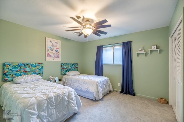 649 Westwood Dr, Abilene, TX 79603 - bedroom with a closet, carpet, a ceiling fan, and baseboards