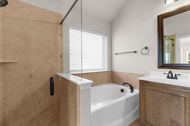 1105 Pigeon Hawk Dr, Little Elm, TX 75068 - bathroom with a stall shower, a garden tub, and vanity