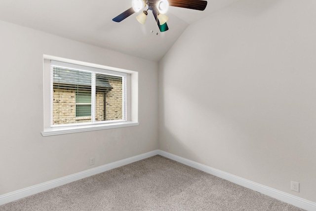 1105 Pigeon Hawk Dr, Little Elm, TX 75068 - carpeted spare room with ceiling fan, baseboards, and vaulted ceiling