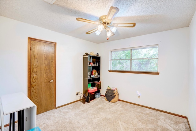 5808 Arbor Valley Dr, Arlington, TX 76016 - bedroom featuring carpet flooring, a textured ceiling, baseboards, and ceiling fan