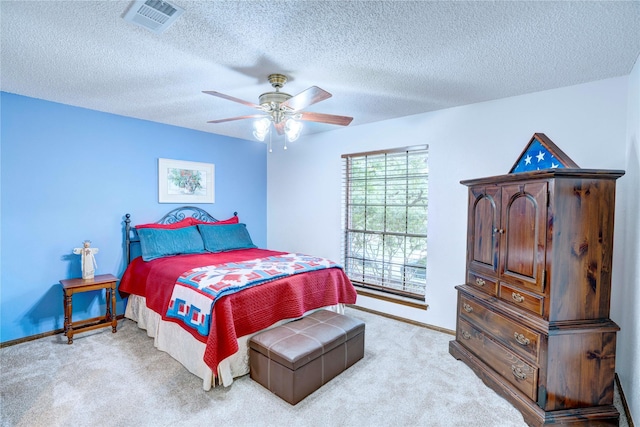 5808 Arbor Valley Dr, Arlington, TX 76016 - bedroom featuring carpet, baseboards, a textured ceiling, and ceiling fan