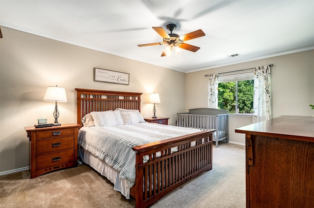 4 Raintree Ct, Mansfield, TX 76063 - carpeted bedroom featuring ornamental molding, baseboards, and ceiling fan
