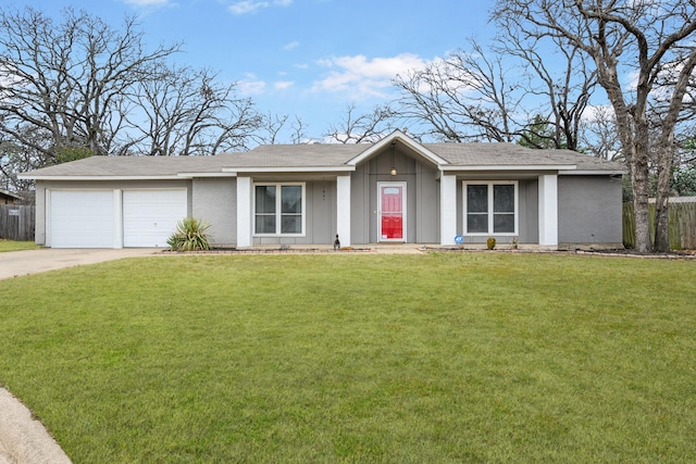 1323 Columbine Ct, Arlington, TX 76013 - ranch-style home with concrete driveway, a garage, board and batten siding, and brick siding