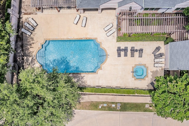 aerial view of a pool