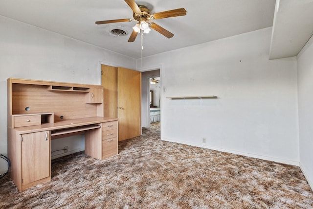 531 Eisenhower Rd, Denison, TX 75020 - unfurnished office with ceiling fan, carpet floors, and baseboards