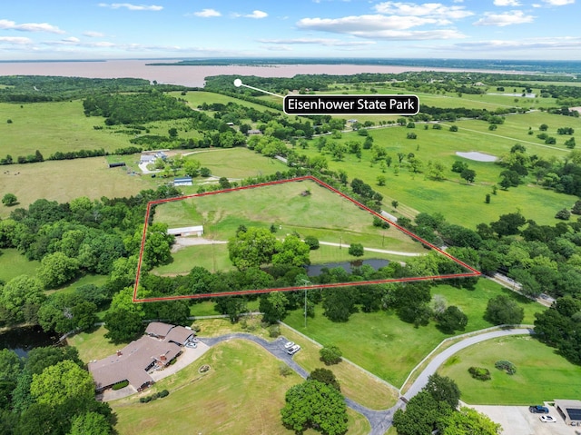 531 Eisenhower Rd, Denison, TX 75020 - view of rural area with a nearby body of water and property parcel outlined