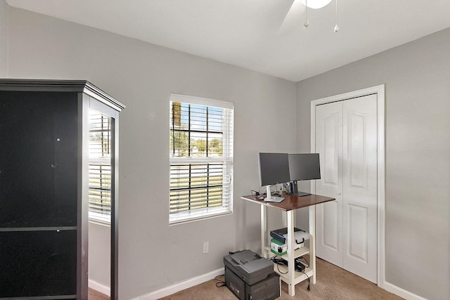 1508 E Dellis St, Kaufman, TX 75142 - unfurnished office with carpet, baseboards, and a ceiling fan