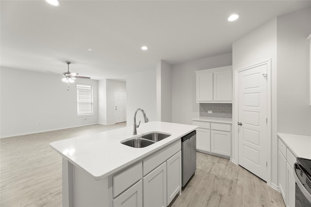 1705 Teton Riv, Blue Ridge, TX 75424 - kitchen with a sink, stainless steel dishwasher, light countertops, backsplash, and recessed lighting