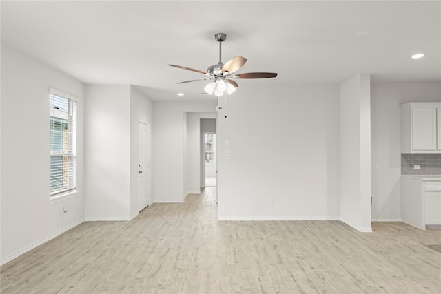 1705 Teton Riv, Blue Ridge, TX 75424 - unfurnished living room featuring recessed lighting, ceiling fan, light wood finished floors, and baseboards