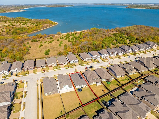 2434 Solomons Pl, Wylie, TX 75098 - aerial view of residential area with a nearby body of water and property parcel outlined