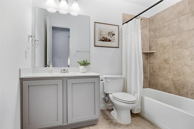 2434 Solomons Pl, Wylie, TX 75098 - bathroom featuring toilet, vanity, tile patterned floors, and shower / bath combination with curtain