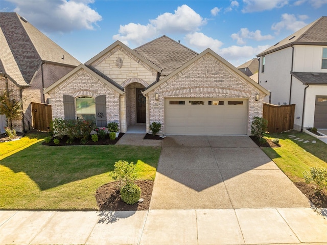 2434 Solomons Pl, Wylie, TX 75098 - french country inspired facade featuring brick siding, a garage, driveway, and roof with shingles
