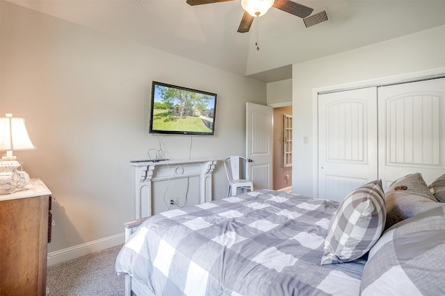 9001 Magnolia Vale Dr, Granbury, TX 76049 - bedroom with baseboards, carpet flooring, a closet, and ceiling fan