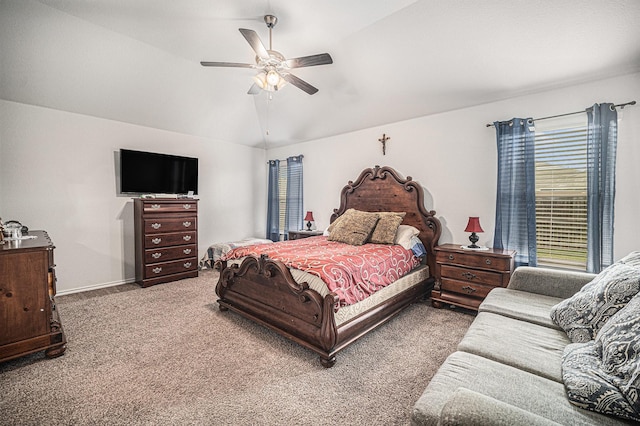 6505 Boot Jack Dr, Burleson, TX 76058 - carpeted bedroom featuring vaulted ceiling, a ceiling fan, and baseboards