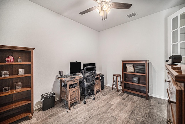 6505 Boot Jack Dr, Burleson, TX 76058 - office with ceiling fan, wood finished floors, and baseboards