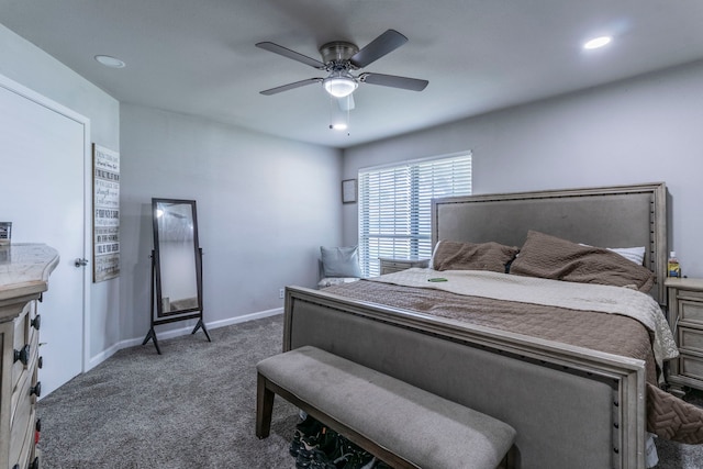 2801 Peachtree Ln, Pantego, TX 76013 - carpeted bedroom with ceiling fan, baseboards, and recessed lighting