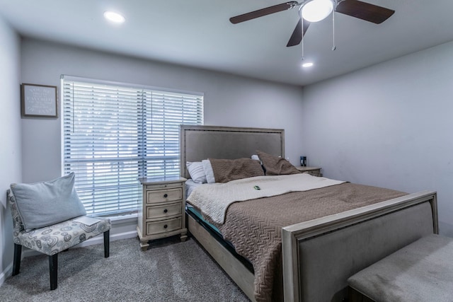 2801 Peachtree Ln, Pantego, TX 76013 - bedroom with carpet, a ceiling fan, baseboards, and recessed lighting