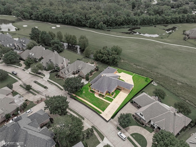 532 Hunters Run, Bossier City, LA 71111 - aerial perspective of suburban area with property boundaries highlighted, a golf club, and a nearby body of water