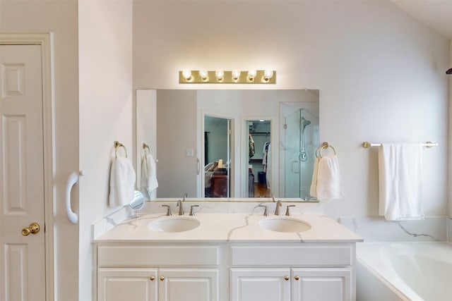 203 Millington Trl, Mansfield, TX 76063 - full bath with a shower stall, a bath, double vanity, and a spacious closet