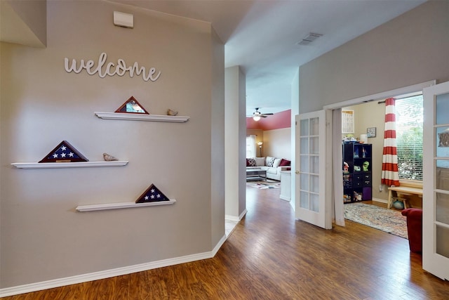 203 Millington Trl, Mansfield, TX 76063 - corridor with wood finished floors, french doors, and baseboards