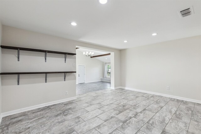 7613 Hewitt St, North Richland Hills, TX 76182 - unfurnished room featuring a chandelier, recessed lighting, and baseboards