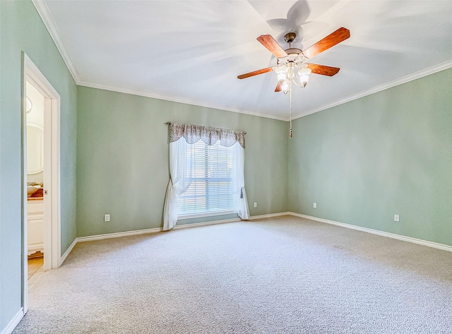 2215 Firestone Cir, Tyler, TX 75703 - unfurnished room featuring carpet flooring, ornamental molding, ceiling fan, and baseboards