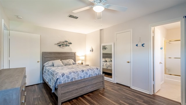 4536 Overlook Ct, Granbury, TX 76049 - bedroom with dark wood-type flooring and a ceiling fan