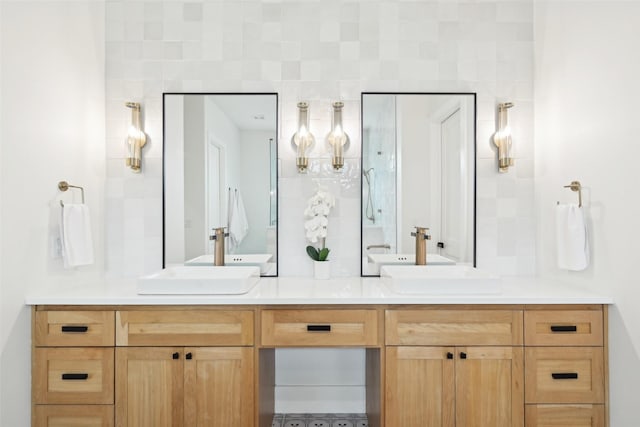 bathroom with double vanity