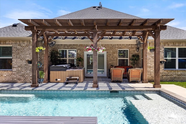 2610 Austin Dr, Granbury, TX 76048 - swimming pool featuring a pergola, a patio, and a hot tub