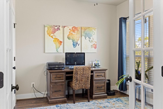 2610 Austin Dr, Granbury, TX 76048 - office area featuring baseboards and wood finished floors
