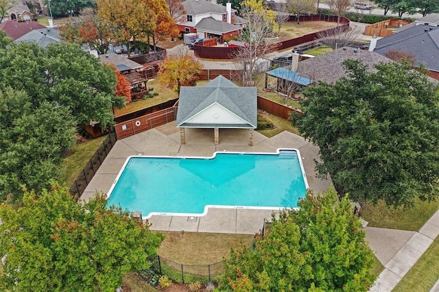 2904 Champlin Ct, Richardson, TX 75082 - view of swimming pool with a fenced backyard, a patio, and a residential view