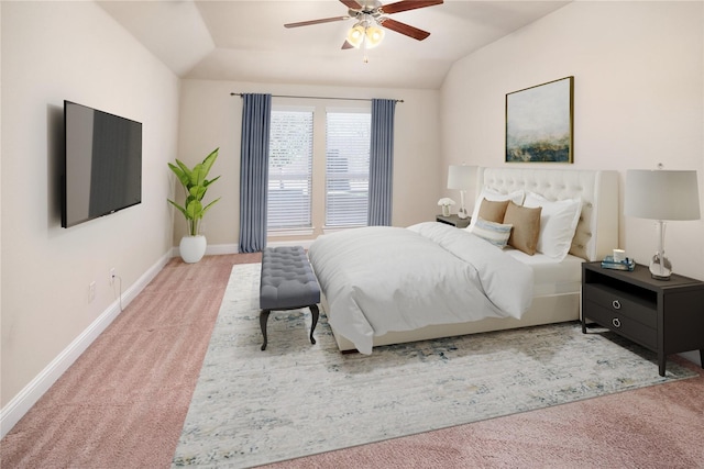 609 Racine Dr, Oak Point, TX 75068 - carpeted bedroom with lofted ceiling and a ceiling fan