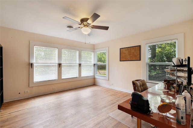 670 SE 22nd St SE, Paris, TX 75460 - office with ceiling fan, healthy amount of natural light, light wood-style flooring, and baseboards