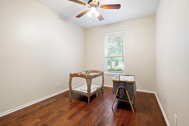 1219 Haines Ave, Dallas, TX 75208 - office area with wood finished floors and ceiling fan