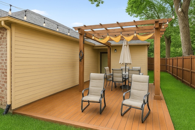 1219 Haines Ave, Dallas, TX 75208 - deck featuring a pergola, a fenced backyard, and outdoor dining area