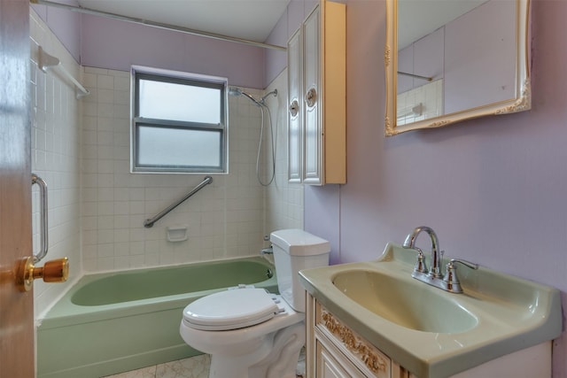 1406 E Cortez Dr, Wichita Falls, TX 76306 - full bathroom featuring toilet, shower / bath combination, and vanity