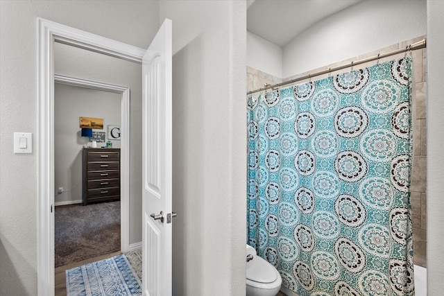 3626 Green Bluff Ct, Midlothian, TX 76065 - bathroom with a shower with shower curtain and toilet