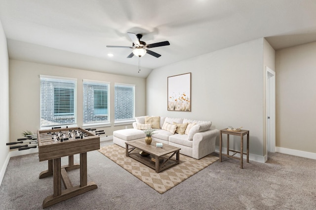 5408 Fairdale Dr, Denton, TX 76207 - carpeted living room featuring ceiling fan and baseboards